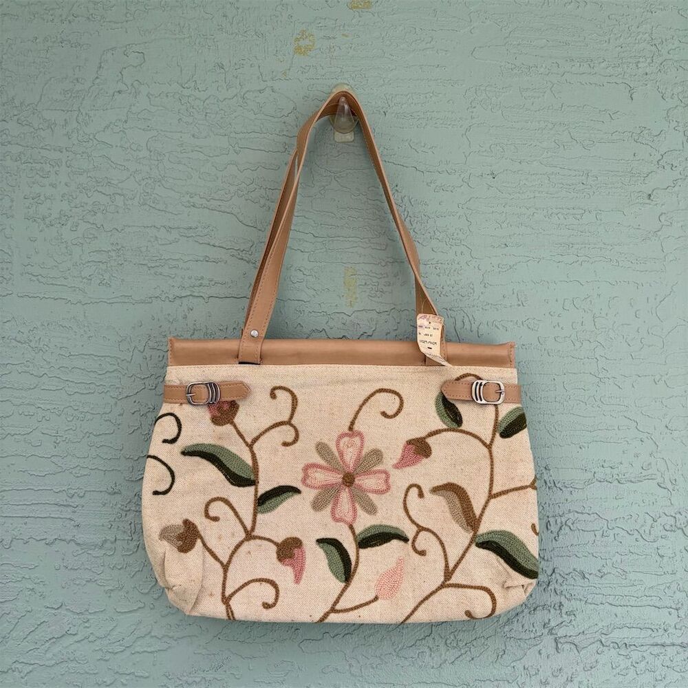 Unk Vintage Floral Embroidered Shoulder Bag Multicolor Women's Handbag